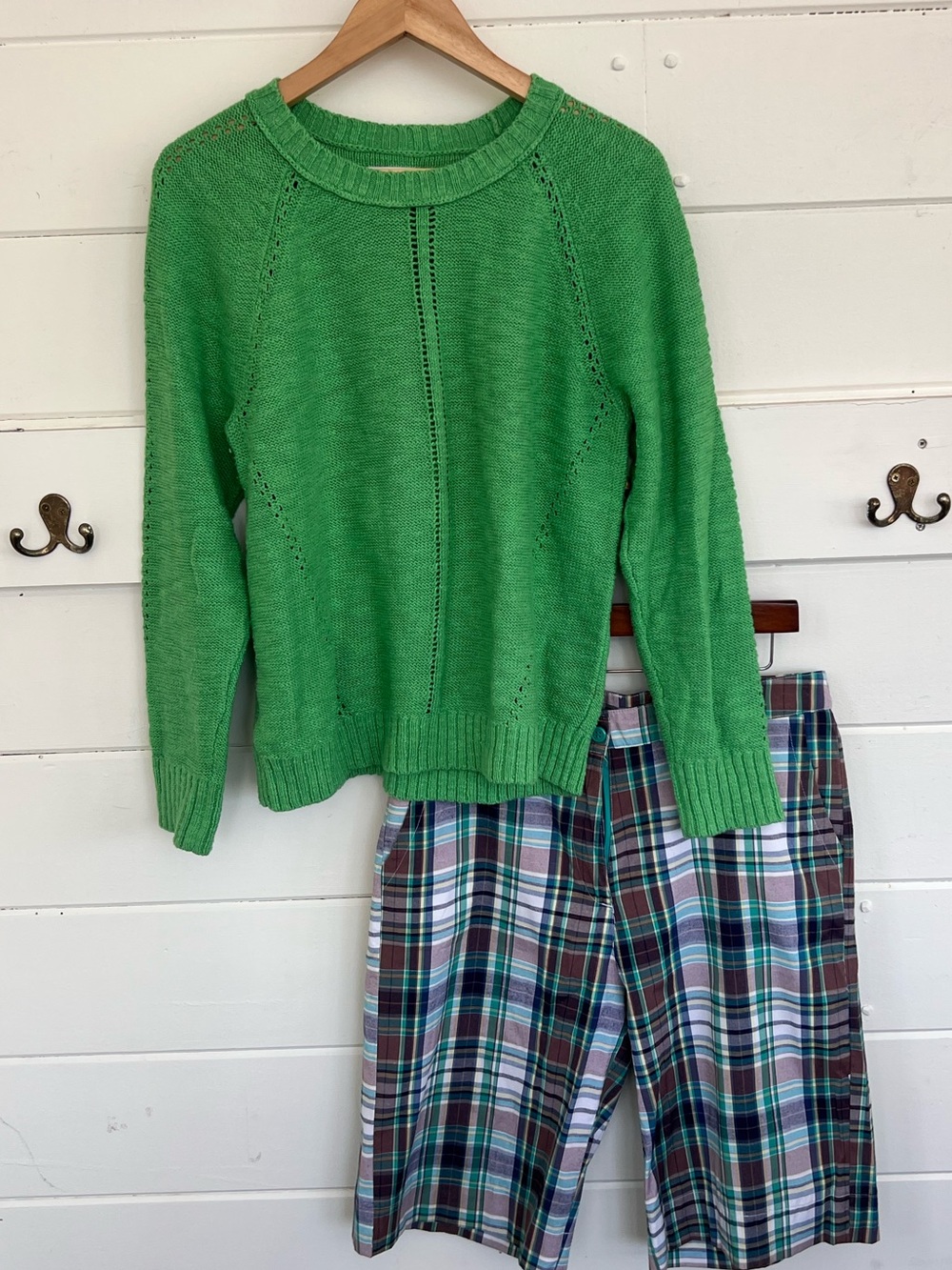 LOFT mint green soft lightweight sweater with open loop detail Sz XS